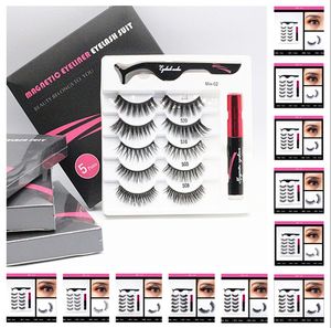 Magnetic Eyelash 5 Pairs Mink False Eyelashes Set 29 Styles Liquid Eyeliner with Tweezer Eye Makeup Kit