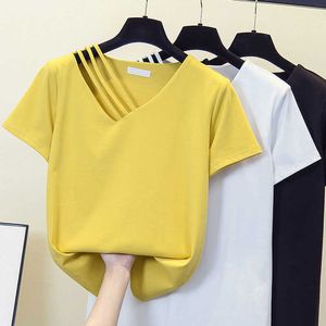 T Shirt Woman White Tshirt Women Clothes Cotton Summer Short Sleeve Girls Oversize White T-Shirt sexy Vetement Femme 210604