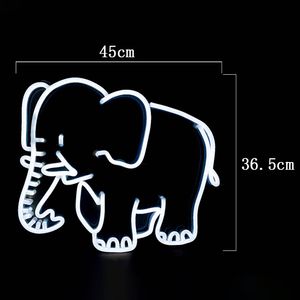 Biały Elephant Znak Strona główna Pokój dziecięcy Dekoracja Ściana Śliczna Ręcznie LED Neon Light 12 V Super Bright