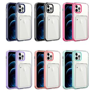 360 Corpo Full Transparente Limpar Capa de Capa de PC TPU Capas à Prova de Capas Com Cartão Carteira Phone Case para iPhone 12 11 Pro XR XS Max 8 7 Plus