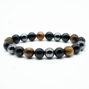 Tiger Eye Hematit Siyah Obsidiyen Yüksek Sınıf Doğal Taş Boncuk Bilezik