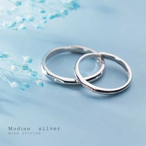 Mode Ein Paar Liebhaber Verlobungsring für Männer Frauen Reines 925 Sterling Silber Zirkon Freie Größe Edlen Schmuck 210707