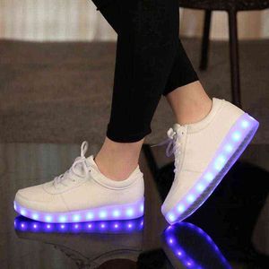 UncleJerry Size 35-46 USB Rechargeable Led Shoes for Men and Women Light Up Sneakers for Adult Glowing Shoes For Party H1115