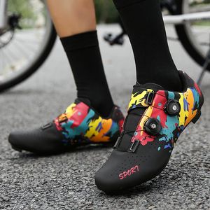 Cycling Footwear Fashion Graffiti Mtb Shoes Flat Pedal High Resistant Upper Mountain Bike Self-Locking Boots Vtb