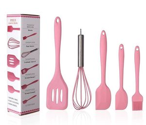 Köksartiklar Silikon Köksartiklar Non-Stick Köksartiklar Silikon Matlagningsverktyg Satser Egg Beater Spatula Oil Borste Kök Verktyg Utensils DHB475