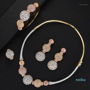 Earrings & Necklace GODKI Luxury Ball Chain Nigerian Statement Jewelry Sets For Women Wedding Cubic Zircon CZ Dubai Gold Bridal Set