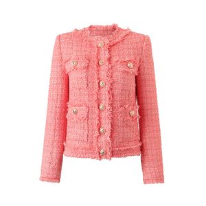 1111 XL 2022 Frühling Herbst Marke gleichen Stil rot Rundhals Langarm Mantel Knopf Tweed hochwertige Damenbekleidung Mode Oushali