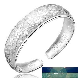 New Fashion Design 925 Silver Plant Magpie Plum Big Armband Bangles För Kvinnor Smycken Silver Armband Fabrikspris Expert Design Kvalitet Lagen stil Original