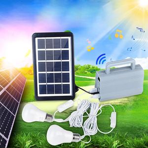 3W Solar Generator Home DC System Kit med 2 LED Glödlampa Nödlampa för utomhuscamping