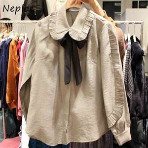 Chic Bow Fungus Patchwork Camicetta da donna Spring Sweet Pullover Femme Blusas Fashion Office Lady Camicie 1J092 210422