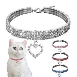 Collane con collare in cristallo di gatto Collane con pendenti con strass di perle d'imitazione Animali Collari per gioielli per gatti Cani Decorazioni per animali domestici