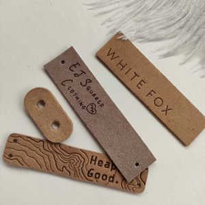 Custom Embossed Logo PU Lable Genuine Leather Hang Tag for Clothes Luggage Phone Accessories B180