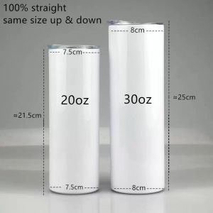 Sublimation Straight Tumbler 15-20-30oz Blank Skinny Tumblers Vakuumisolierter Autobecher aus Edelstahl mit METALL-Strohhalm und Gummiboden von espress