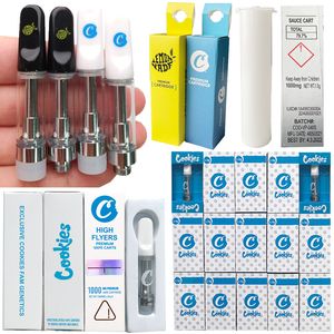 Cookies Vape Cartridges Packaging Atomizers 0.8ml 1ml Ceramic Glass Thick Oil Dab Pen Wax Limited Edition Vaporizer Carts Atomizer E Cigarettes 510 Thread Empty