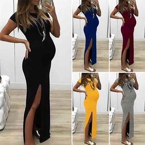 Verão Longo Gravidez Mãe Vestido Maternidade Pogal Pogador Mulheres Gravidez Roupas para PO Shoot Roupas 210528