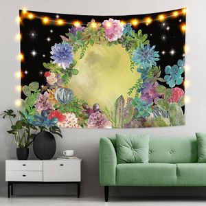 Wholesale tapestry shop resale online - Tapestries Laeacco Fashion Tapestry Wall Hangings Family Gifts Moon Earth Cactus Starry Sky Wreath Various FlowersHome Shop Decor Polyester