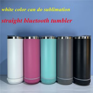 sublimation straight Bluetooth tumbler 20oz speaker tumblers coloful Stainless Steel Music Coffee Cup Creative Double Wall mug with lids