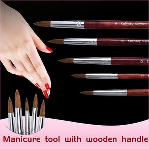 Wholesale art drawing easy for sale - Group buy Nail Brushes Polish Pen Wood Handle Easy To Outline Flower Drawing Sable Hair Acrylic Art Brush Painting UV Gel
