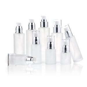 Frosted Glass Bottle Lotion Spray Pump Bottles Empty Perfume Container Comestic Refillable Storage Packaging 20ml 30ml 40ml 50ml 60ml 80ml 100ml