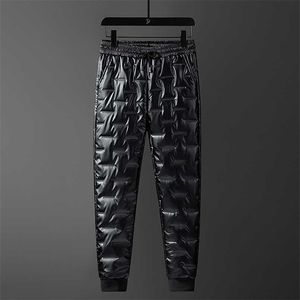 Mäns Winter Outdoor Down Pants Men Solid Parsimon Versatile Windproof Keep Warm Pants Duck ner Tjockna vattentäta byxor 211112