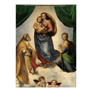 The Sistine Madonna Raphael Malarstwo Plakat Wydrukuj Home Decor Oprawione lub Unframed Fotopaper Materiał