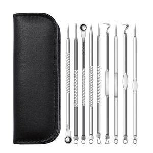 9 Pcs Blackhead Remover Pimple Popper Tool Kit Comedone Acne Extractor Set Stainless Steel Blackspot Removal Skin Care Accessories