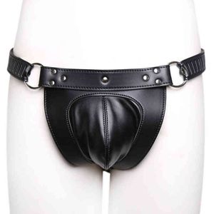 NXY Chastity Device Real Leather Male Belt Cage Restraint Underwear Sexy Pants Hot Strap on Anal Plug Butt Panties Sex Toys for Men1221