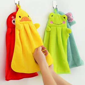 Desenhos animados toalhas de mão absorvente coral lã pano toalha de cozinha fácil limpo cute animal cozinha pano banheiro pendurado toalha toalha
