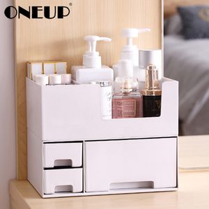 ONEUP Doppio strato di plastica Cosmetico Desktop Storage Box Cassetto Gioielli Trucco Rossetto Organizzatore da bagno