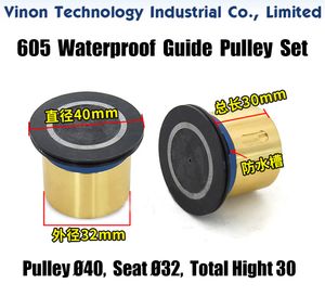 605 Single Side Waterproof Guide Pulley Set EDM Parts, PulleyØ40, Seat Ø32, Total Height 30mm used for RUIJUN Medium Speed Wire Cutting Machines