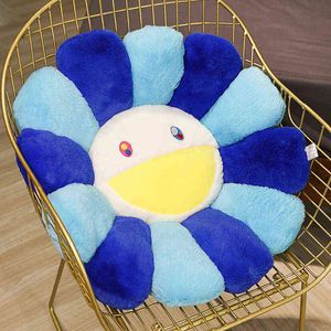 Bonito arco-íris flor travesseiro plushie sorriso rosto suower pelúcia brinquedo cadeira almofada segurar travesseiro decoração de casa meninas presente g1224