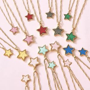 Mulheres Moda Colar Pingente Charme Candy Color Acetic Chople Plate Star Multilayer Clavícula Colares Colares Presente de Jóias