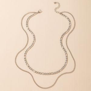 2022 Простой стиль многослойных чиан ожерелье подвески Регулируемый серебристый цвет сплава металлический для женщин мужской ювелирный воротник