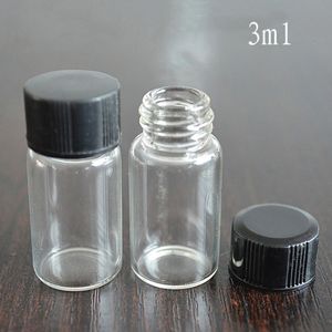 Flacone in vetro da 3 ml con tappo a vite nero o bianco, mini tubo tubolare in vetro per uso liquido Flaconi per reagenti