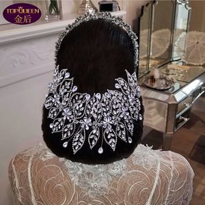 Copricapo da sposa in cristallo barocco con tiara da sposa con diamanti ad ampia pressione Copricapo da sposa con strass con gioielli da sposa Accessori per capelli Copricapo da sposa con diamanti