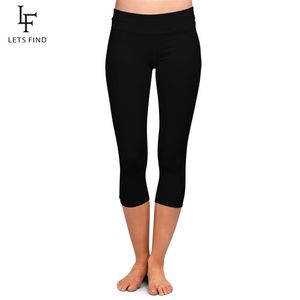 LETSFIND High Quaility Milk Silk Women Vita alta Plus Size Fitness Leggings Solid Black Elastic Soft Slim Mid-Calf Pants 211019