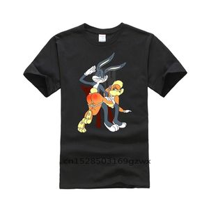 Camiseta masculina verão Bugs Lola Bunny Spank Punishment 100% algodão camiseta masculina 210322