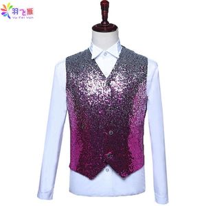 Hommes gilets Yufeiyan 2021 décontracté hommes Costume Sequin brillant Gilet Gilet boîte de nuit robe de soirée Gilet Costume Homme