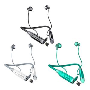 Auricolari con archetto da collo Cuffie Bluetooth Fone wireless TWS Appeso al collo Supporto per la musica Cuffie con scheda di memoria Per smartphone