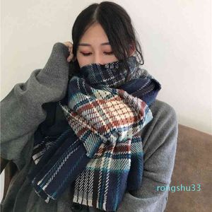 2022 Outlet Koreanska kvinnors förtjockade halsduk på hösten och vinterens mångsidiga studentplädeskal Stort Long Warm Imitation Cashmere 22