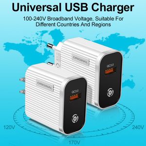 5V 3A QC3.0 Fast Snabbladdare EU US AC Home Travel Wall Laddare Pluggar för iPhone Samsung HTC Android Phone grossistpris