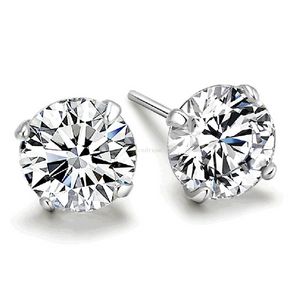 Sterling Silver Diamond Stick Earrings Women Crystal zircon Stud Ear Rings Wedding Fashion Jewelry Gift Will and Sandy