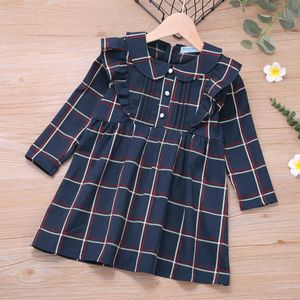 Spring Baby Kids Girl Grid Dresses For Girls Princess Dresses New 2021 Autumn Kids Girl Dress Long Sleeve Dress Q0716