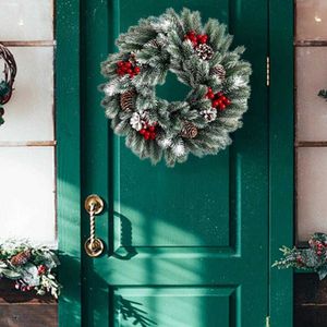 Светодиодный рождественский венок передняя дверь висит гирлянда праздник украшения дома рождественские украшения 2022 Navidad H1020