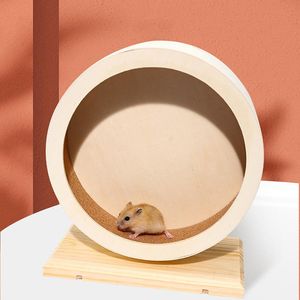 Forniture per piccoli animali Ruota da corsa in legno Addestramento silenzioso Gerbillo Topi Gabbia rotatoria per maiali Accessorio per rulli muti Giocattolo per criceti Esercizio per animali domestici