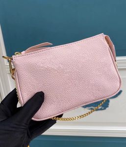 By The Pool Women Fashion Empreinte Soft Grain Leather Clutch Bags Mini Pochette Accessoires Depicted Gradient Color Ladies Fresh Chain Bag With Gift Box