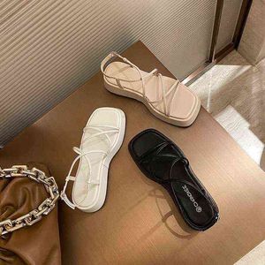 Sandals Women Net Red Thick Platform Shoes Summer Fashion Brand Sexy Exposed Toe Ladies Cross Belt Hollow Casual Sandals 220228