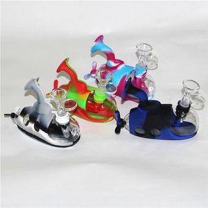 Rökning Hookahs Glas Vattenrör Bong Unik Tobak Kit DAB Riggar Silikon Bongs med Bowl Silicon Downstems Reclaim Ash Catchers