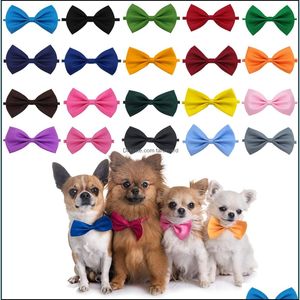 Hundkläder levererar husdjur hem trädgård båge band krage, justerbar katt bowtie krage mix 16 färger solida kragen för små medium katter gromi