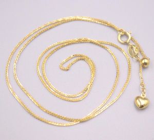 Gerçek 18 K Sarı Altın Kolye kadın Buğday Kadın 45 cm / 18 inç Hediye Ince Neckalce Mücevherat Kalp Zinciri Ayarlanabilir
